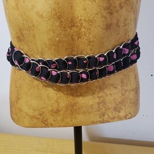 Black & Pink Polka Dot Ribbon Belt